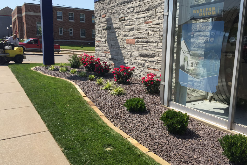 Commercial property with maintained landscaping